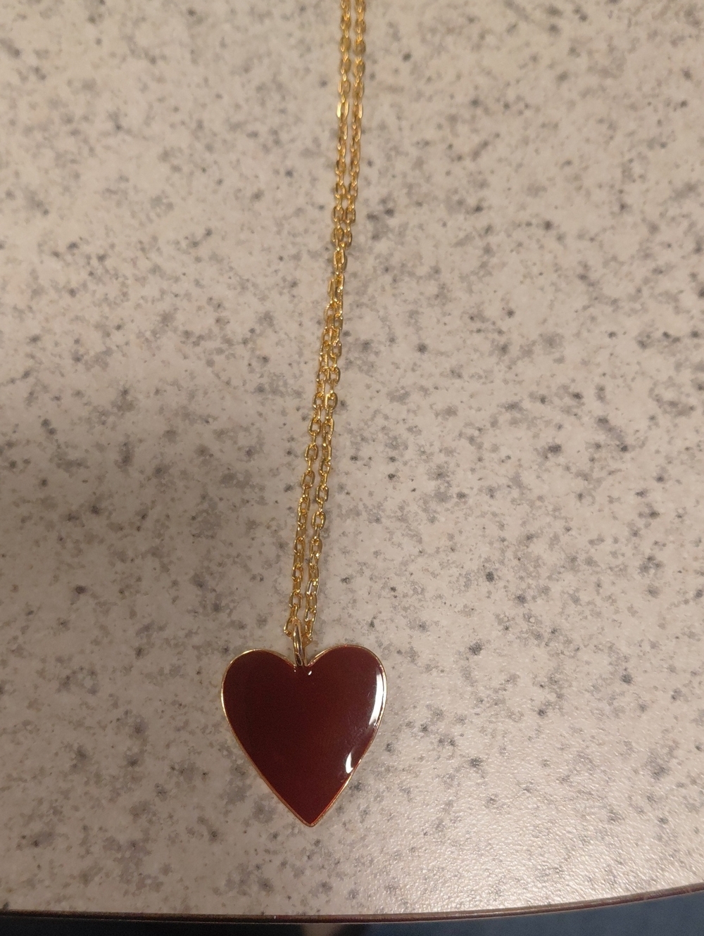 Gold Chain Necklace with Red Heart Pendant